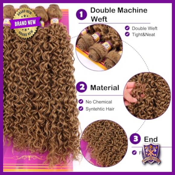Synthetic Hair Weave 4 Bundles 16-20 Inches Kinky Curly Heat Resistant main image 4